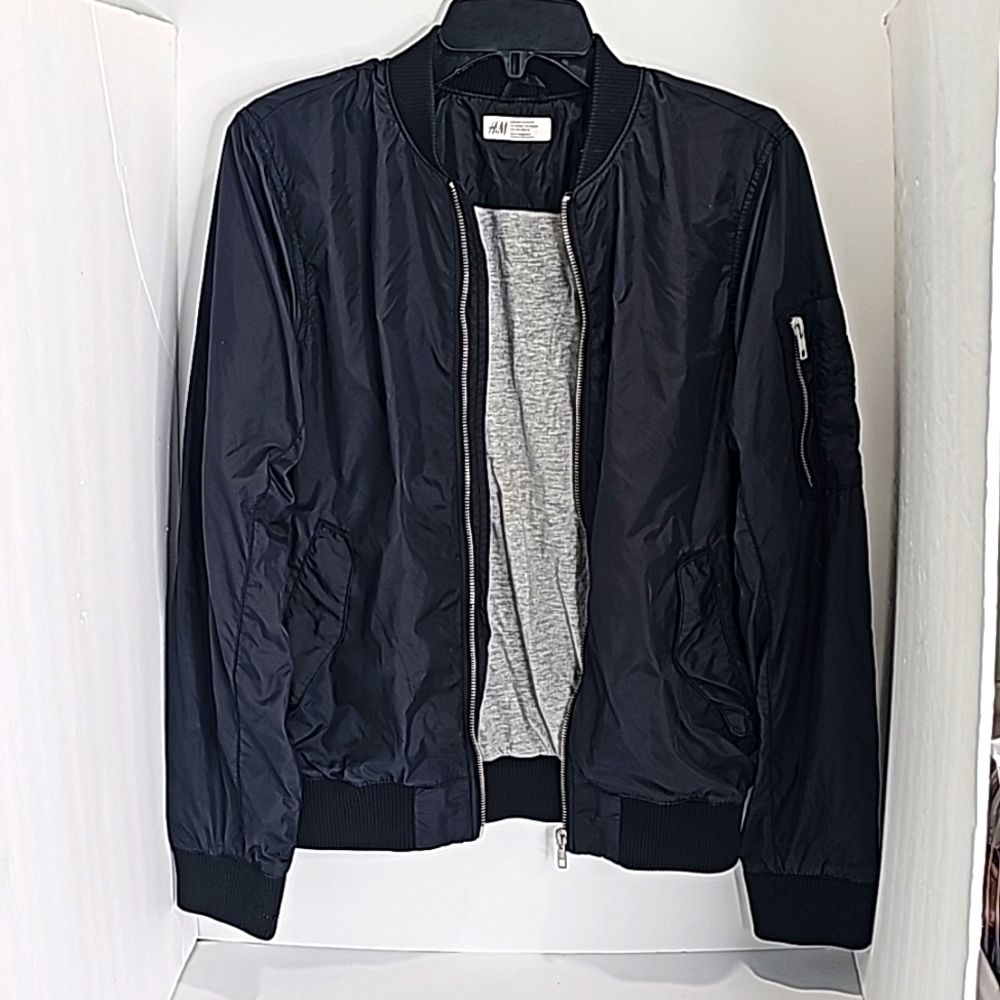 H&M Bomber Jacket Unisex Girls and Boys, 13-14Y, Black - Picture 3 of 10